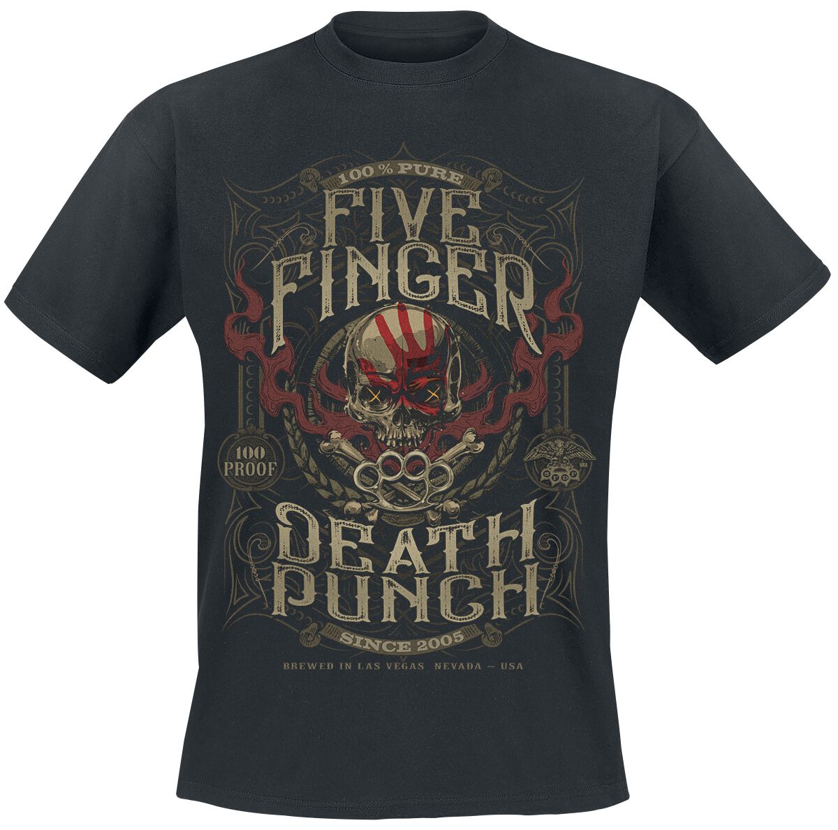 Image of T-Shirt di Five Finger Death Punch - 100 Proof T-shirt - S a 5XL - Uomo - nero