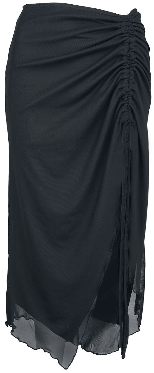 Banned Alternative Rock knielang - Umbra Mesh Ruched Skirt - XS bis 4XL - für Damen - Größe XS - schwarz