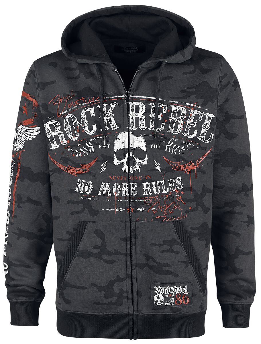 Rock Rebel by EMP - Camouflage/Flecktarn Kapuzenjacke - M. Of Sanity - M bis 5XL - für Männer - Größe XXL - dunkelgrau