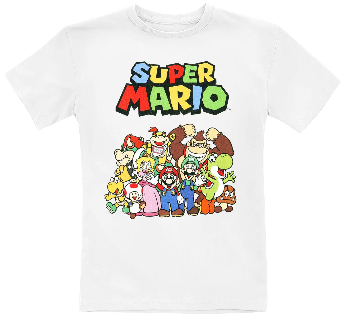 Super Mario - Gaming T-Shirt für Kinder - Kids - Charaktere - für Mädchen & Jungen - weiß