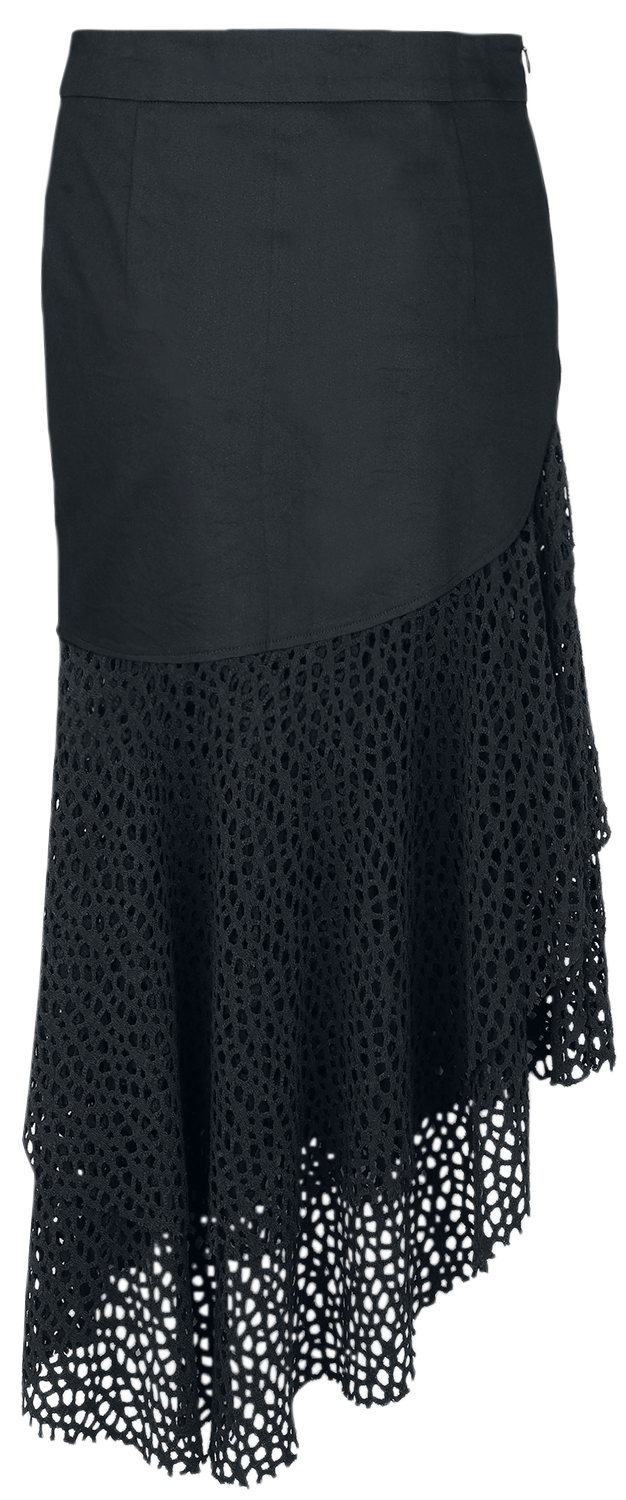 Jawbreaker - Gothic Rock knielang - Asymmetrical Midi Skirt - XS - für Damen - Größe XS - schwarz