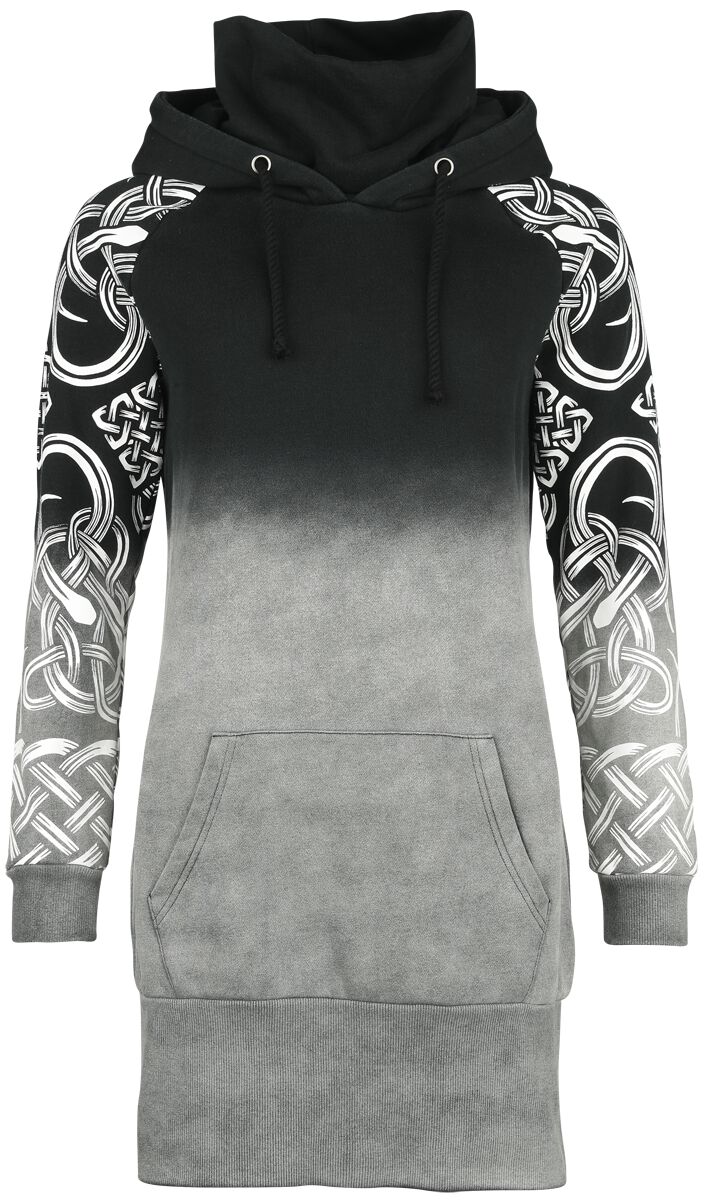 Black Premium by EMP Hoodie Dress with Celtic Ornaments Kurzes Kleid grau schwarz in XXL