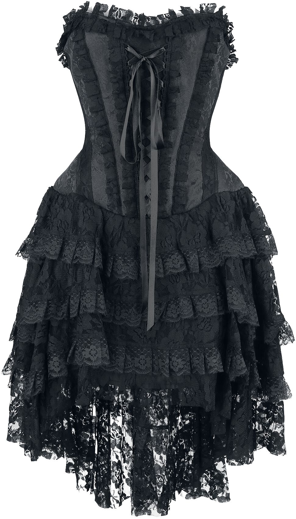 Gothicana by EMP - Gothic Kurzes Kleid - Aufwendiges Gothic Kleid mit Korsage und Vokuhila Rock - XL - für Damen - Größe XL - schwarz
