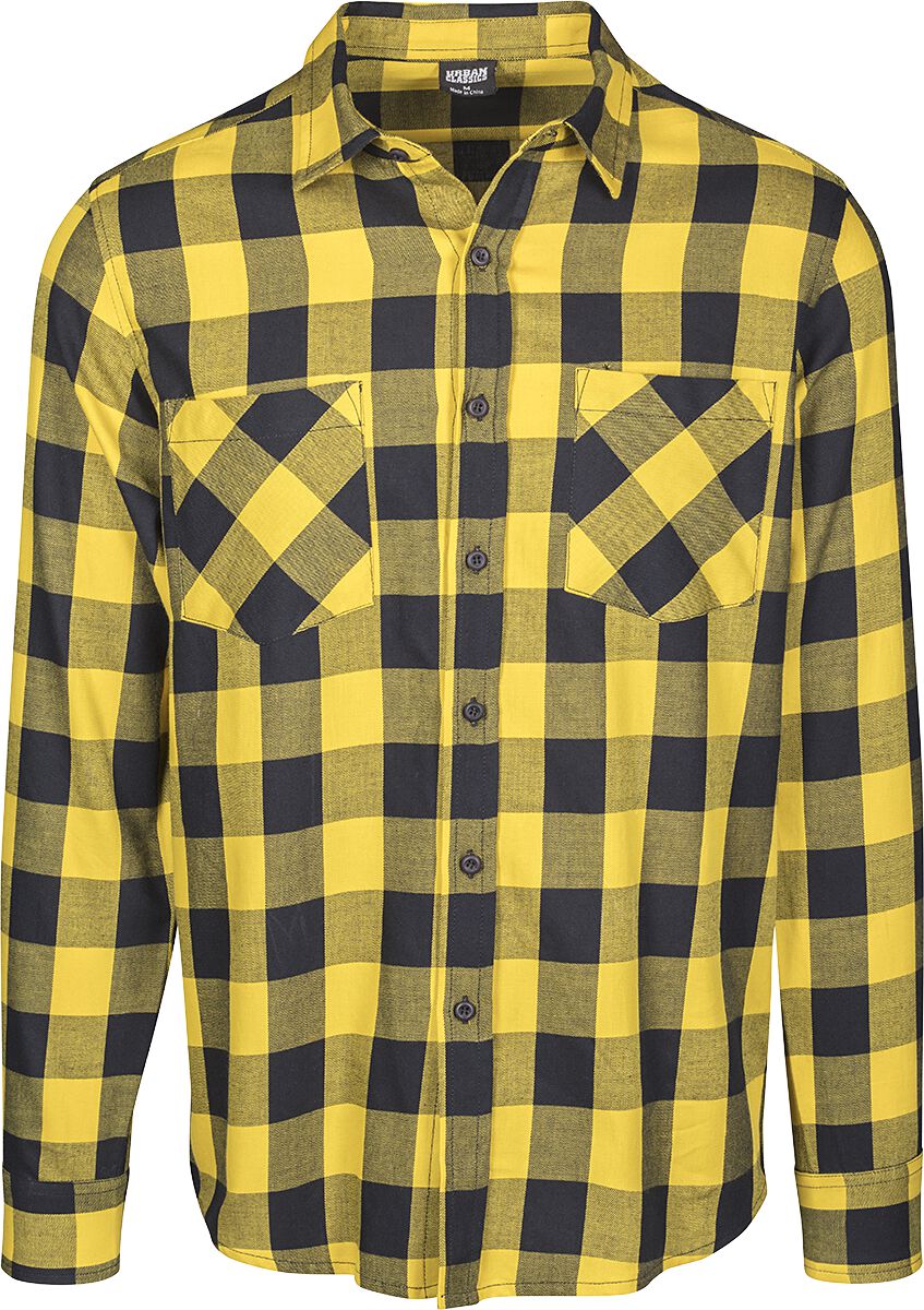Urban Classics Checked Flanell Shirt Flanellhemd schwarz gelb in XXL