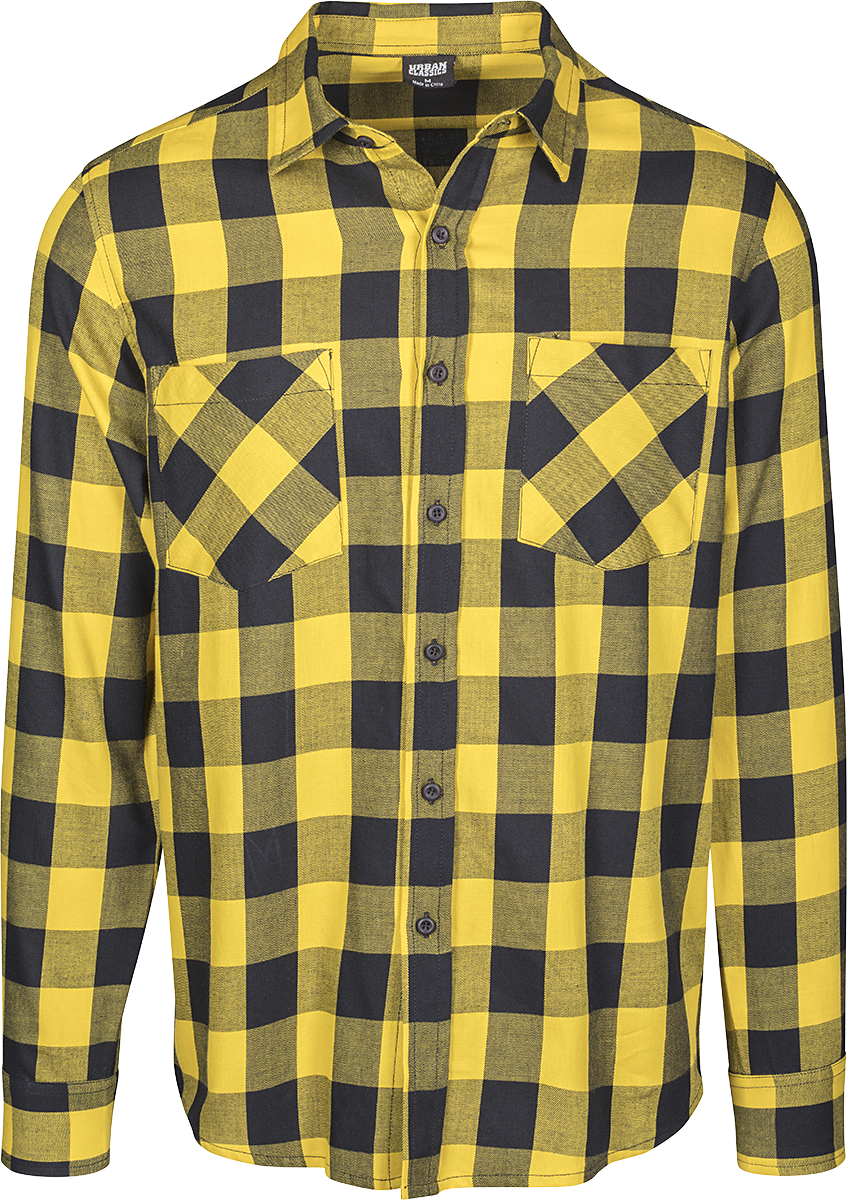 Urban Classics - Checked Flanell Shirt - Flanellhemd - schwarz| gelb