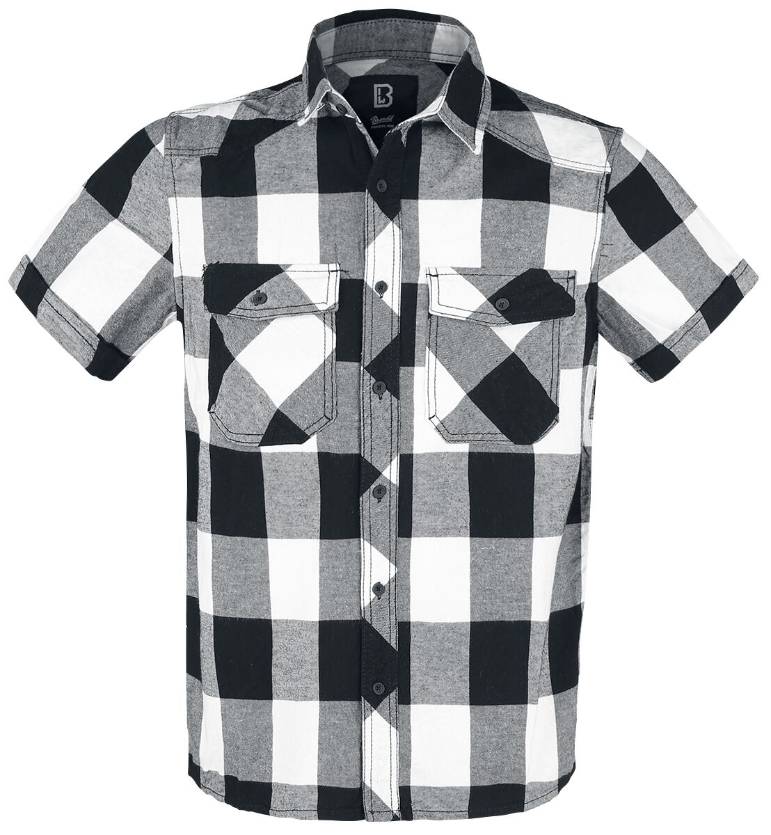 Image of Camicia Maniche Corte di Brandit - Half-Sleeve Checked Shirt - M a 3XL - Uomo - bianco/nero