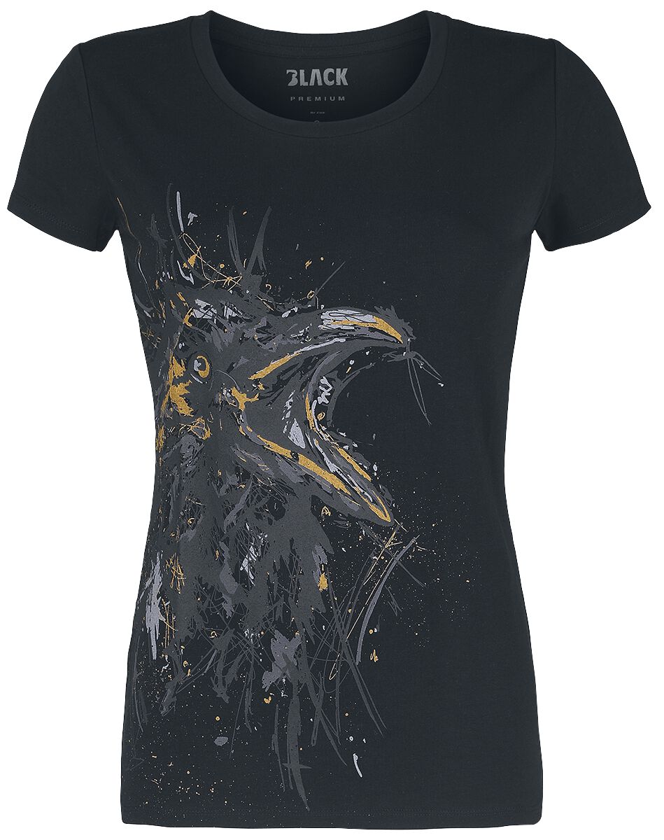 Black Premium by EMP T-Shirt - Girl-Shirt mit Sketch Art Raben - S bis 5XL - für Damen - Größe XXL - schwarz