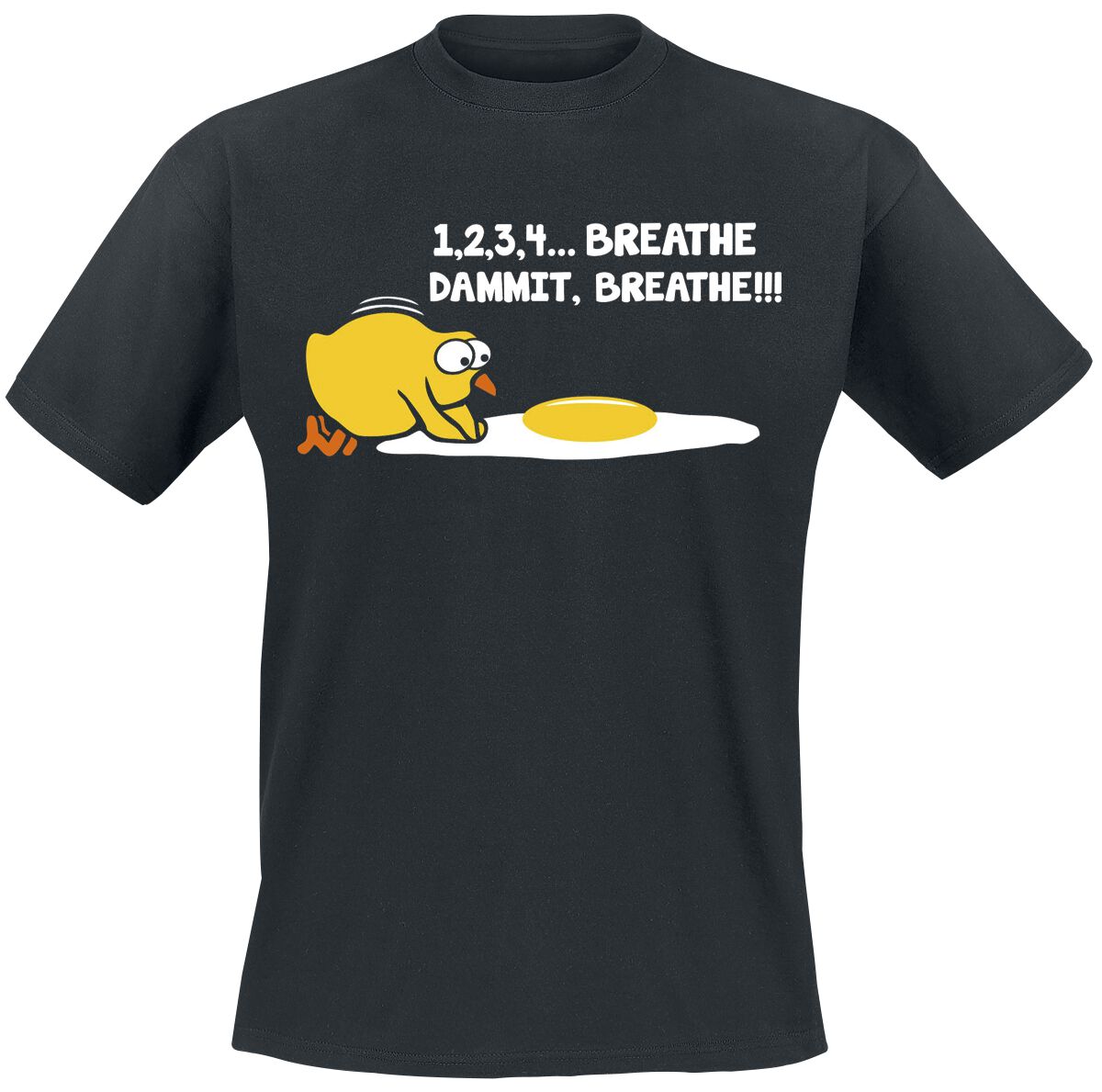 Sprüche T-Shirt - 1,2,3,4... Breathe, Dammit, Breathe!!! - S bis 4XL - für Männer - Größe S - schwarz