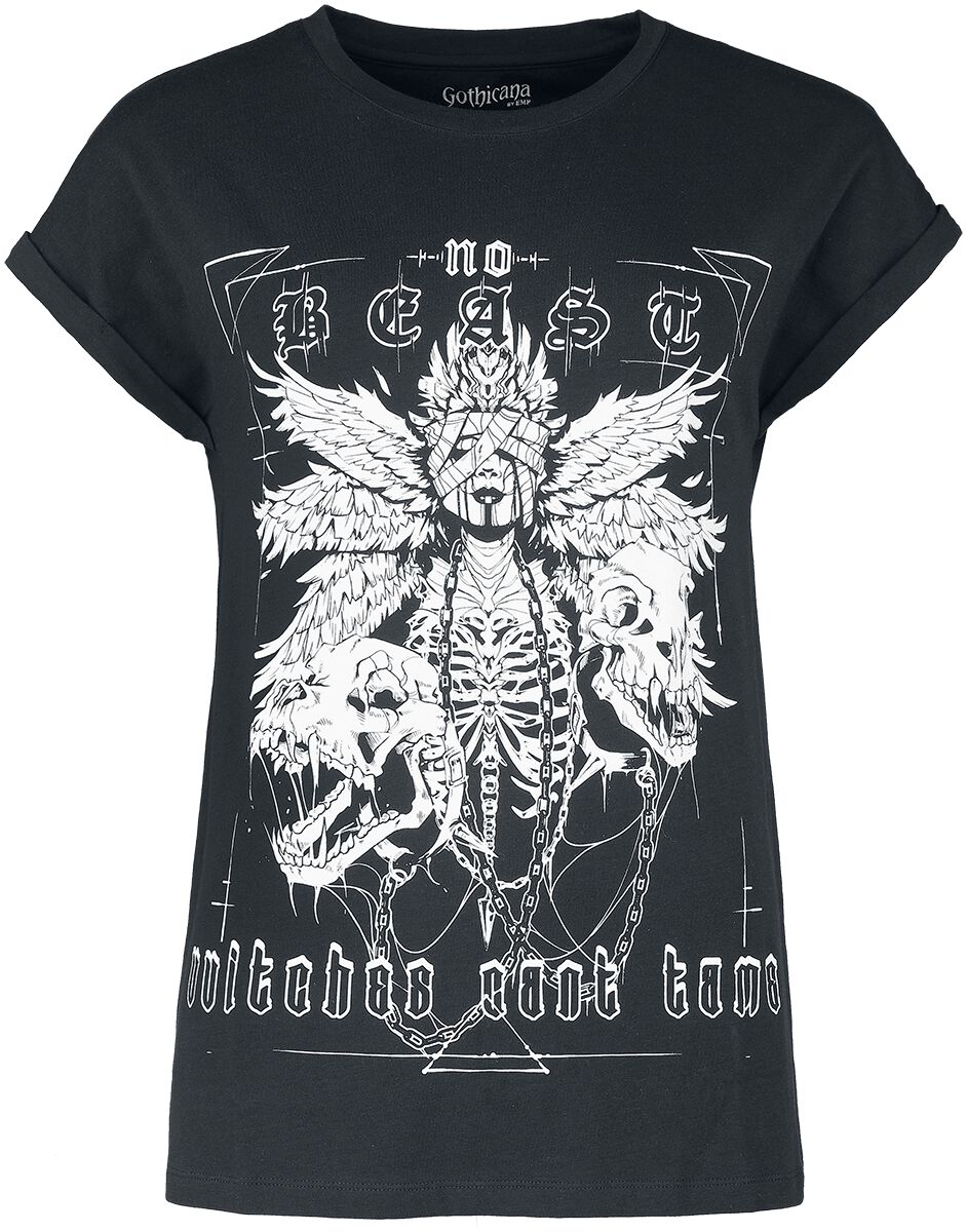 Gothicana by EMP - Gothic T-Shirt - T-Shirt With Large Frontprint - S bis XXL - für Damen - Größe L - schwarz