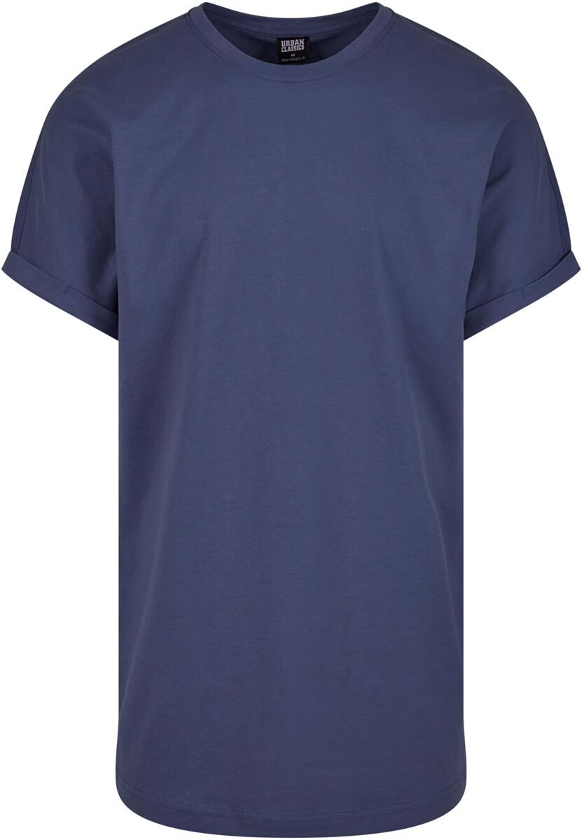 Urban Classics T-Shirt - Long Shaped Turnup Tee - S bis XL - für Männer - Größe XL - blau