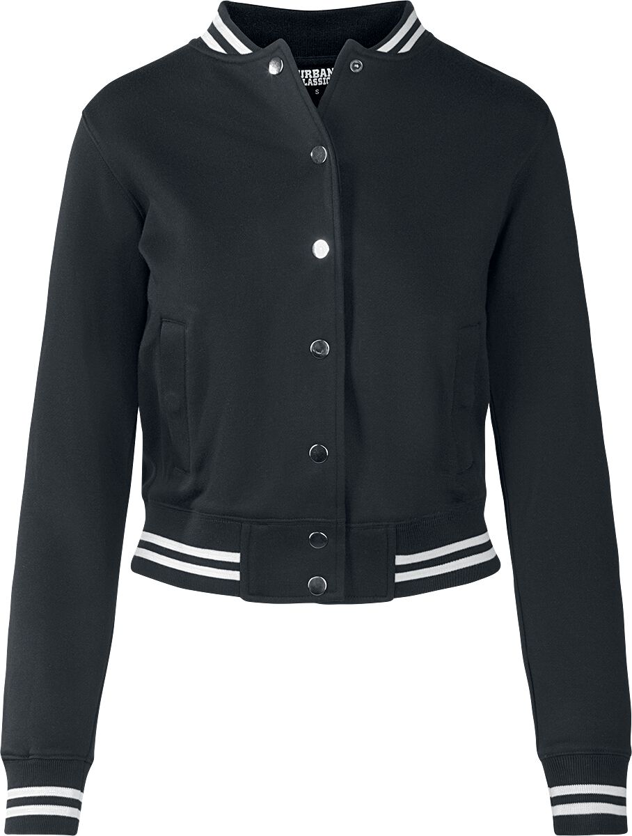 Urban Classics - Rockabilly Collegejacke - Ladies College Sweat Jacket - S bis 5XL - für Damen - Größe L - schwarz/weiß