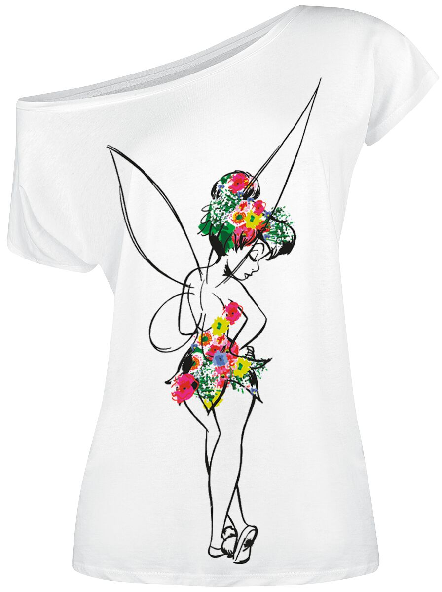 Image of T-Shirt Disney di Peter Pan - Tinker Bell - Flower Power - S a XXL - Donna - bianco