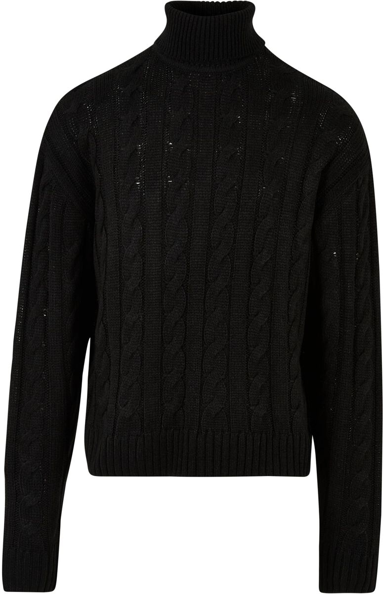 Urban Classics Strickpullover - Boxy Roll Neck Sweater - M bis 3XL - für Männer - Größe M - schwarz