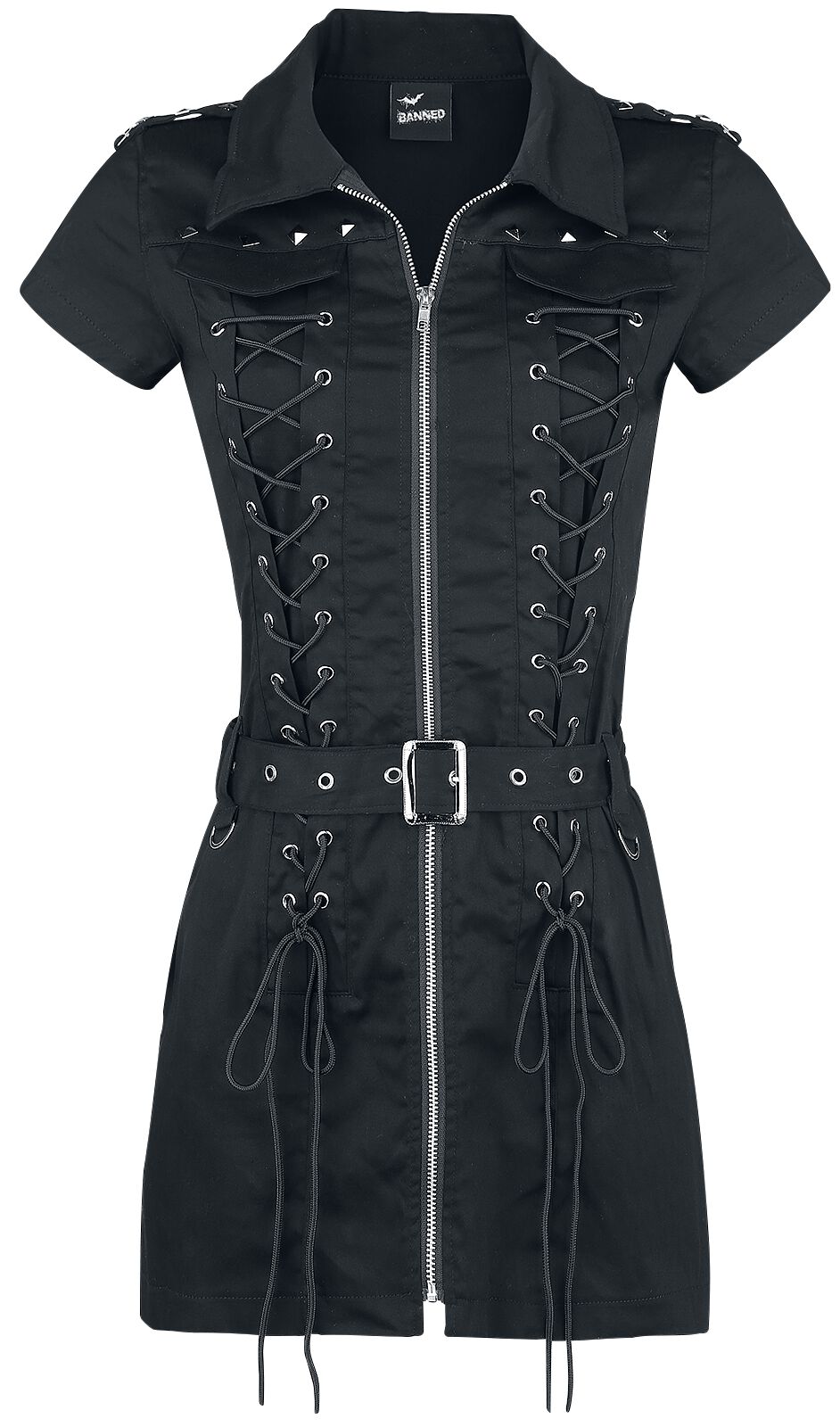 Banned Alternative Mod Dress Kurzes Kleid schwarz in XS