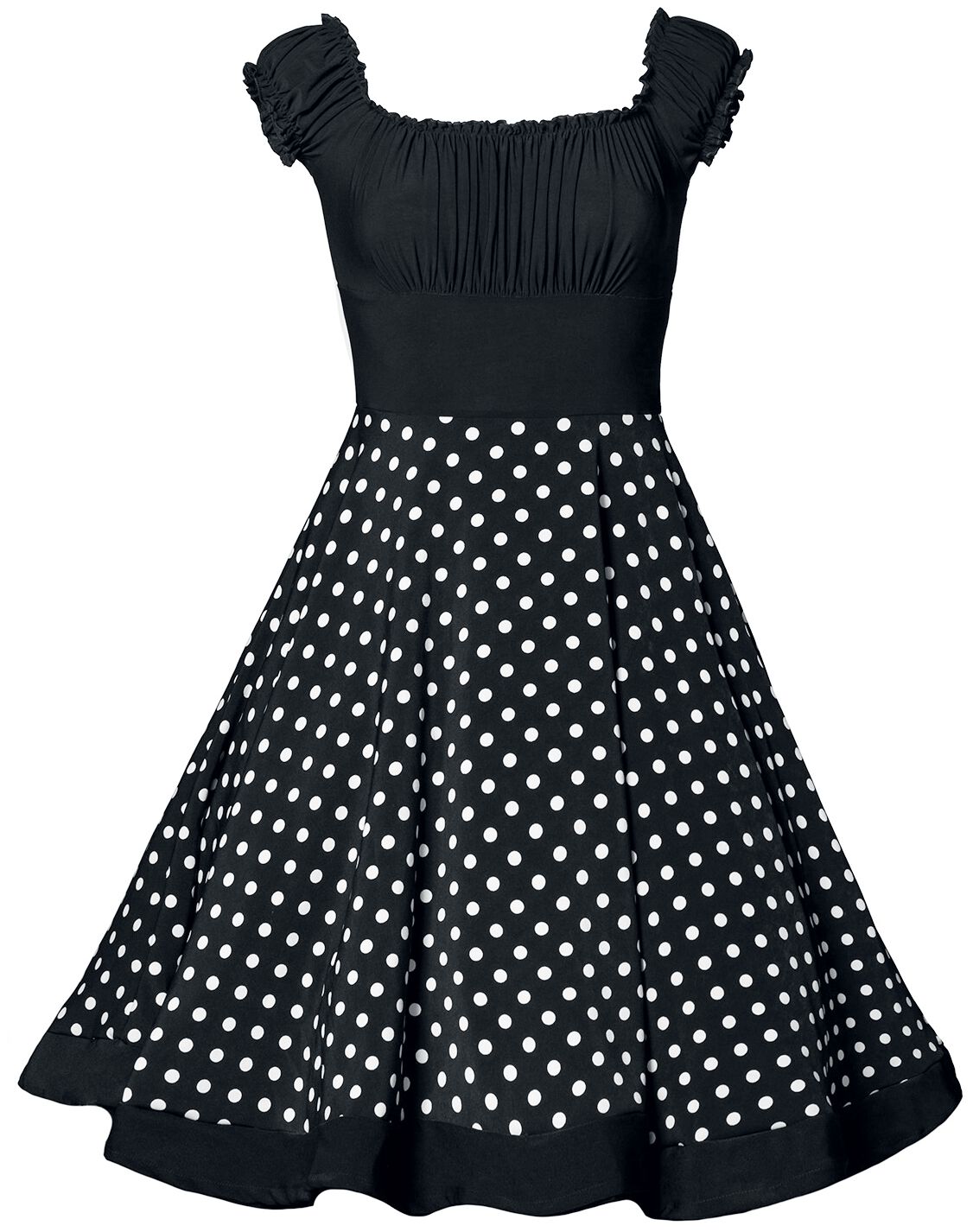 Belsira - Rockabilly Kleid knielang - Schulterfreies Swing-Kleid - XS bis 3XL - für Damen - Größe XS - schwarz/weiß