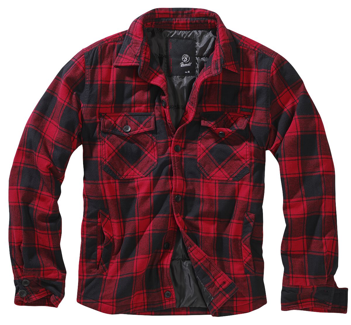 Brandit Übergangsjacke - Lumberjacket - S bis 5XL - für Männer - Größe M - schwarz/rot