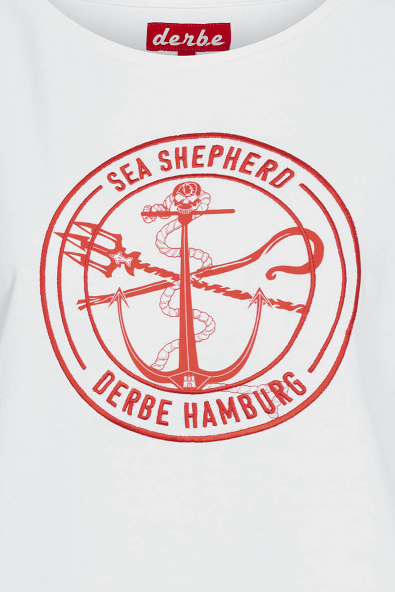 Sea Shepherd x Derbe Barbe Mono Gots T-Shirt weiß orange