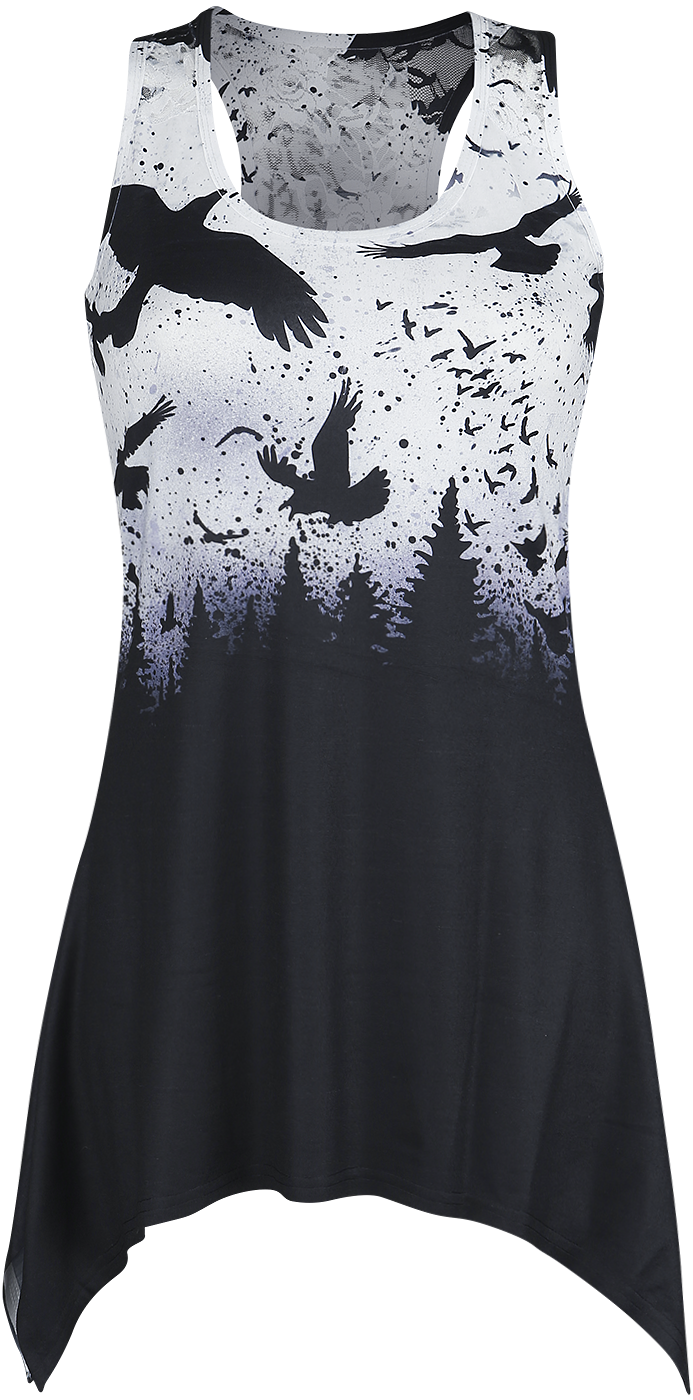 Vixxsin  Top - Crow Night Lace Panel Vest - for Women - black-white