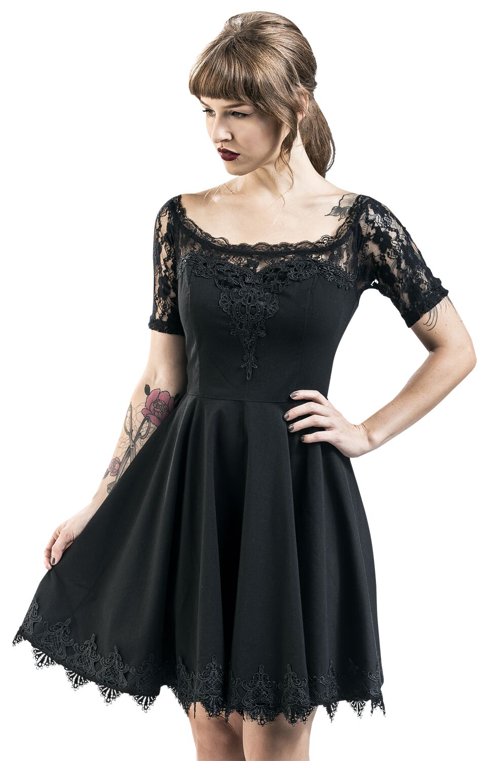 Spin Doctor - Gothic Kleid knielang - Amara Mini Dress - XS bis 4XL - für Damen - Größe 4XL - schwarz