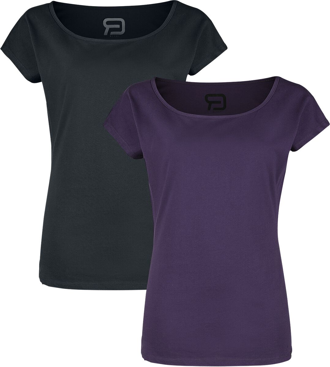 T-Shirt für Damen  schwarz/lila Doppelpack T-Shirts mit Rundhalsausschnitt von RED by EMP