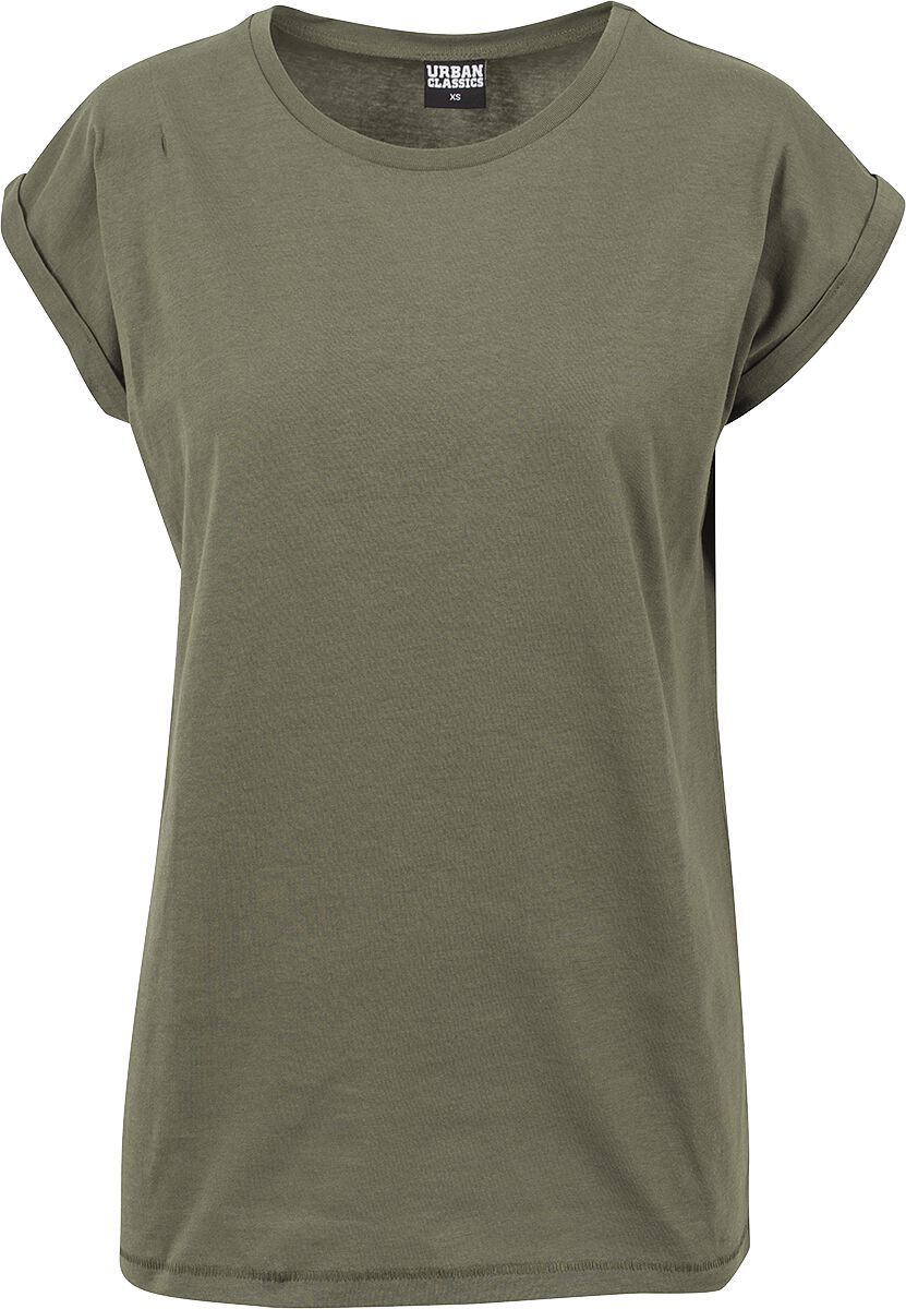 Urban Classics T-Shirt - Ladies Extended Shoulder Tee - S bis 5XL - für Damen - Größe M - oliv