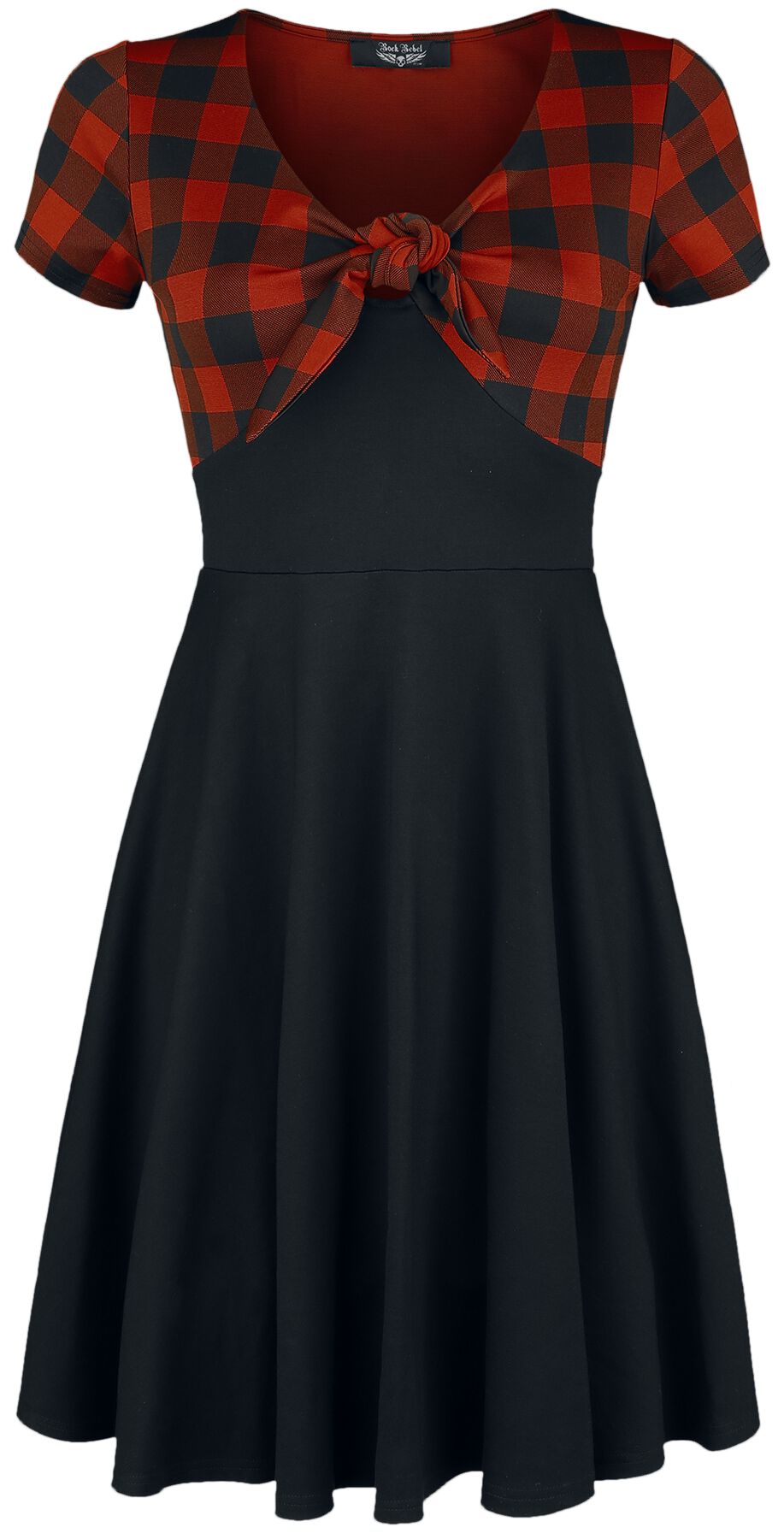 Image of Miniabito Rockabilly di Rock Rebel by EMP - Rock Rebel Tie-Front Dress with Checked Pattern - S a XXL - Donna - nero/rosso