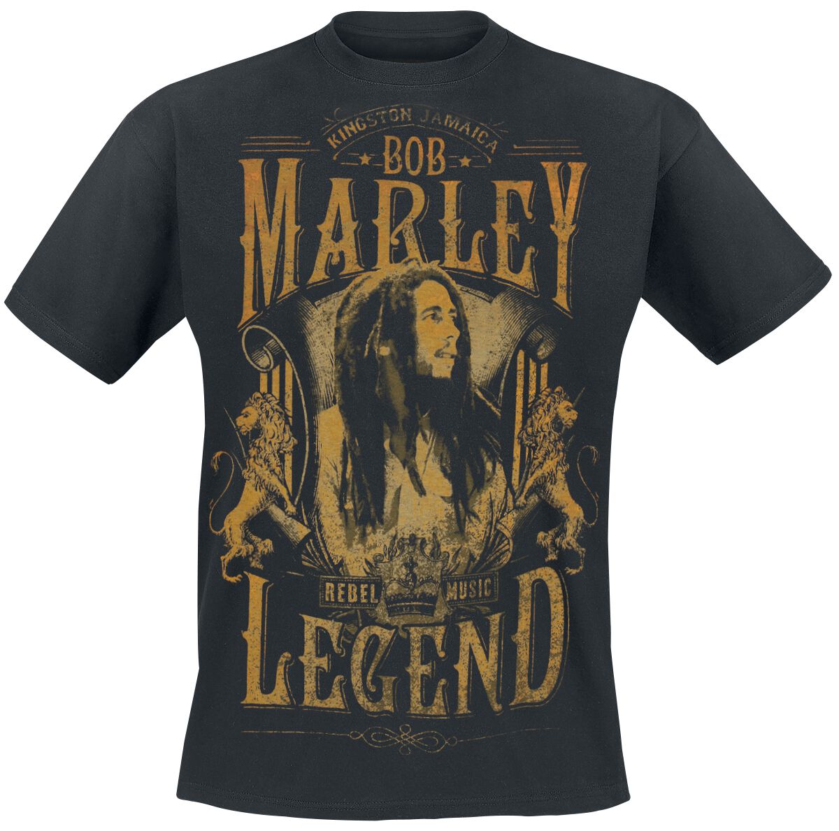 Bob Marley T-Shirt - Rebel Legend - S - für Männer - Größe S - schwarz  - Lizenziertes Merchandise!