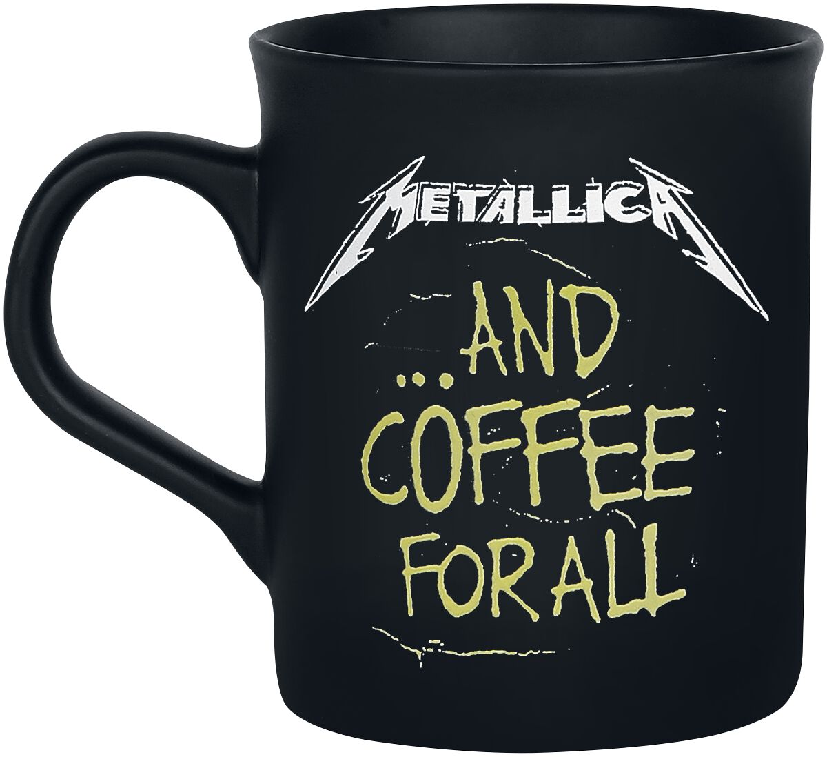 Metallica Tasse - ... And Coffee For All - mattschwarz  - Lizenziertes Merchandise!