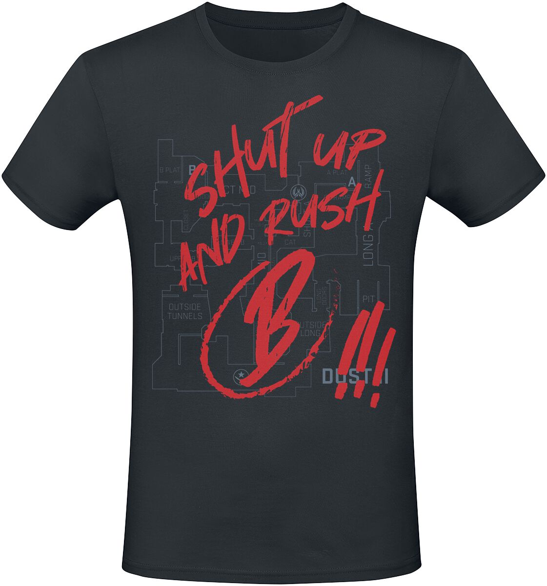 Counter-Strike - Gaming T-Shirt - 2 - Shut Up And Rush B !!! - S bis XXL - für Männer - Größe S - schwarz  - EMP exklusives Merchandise!
