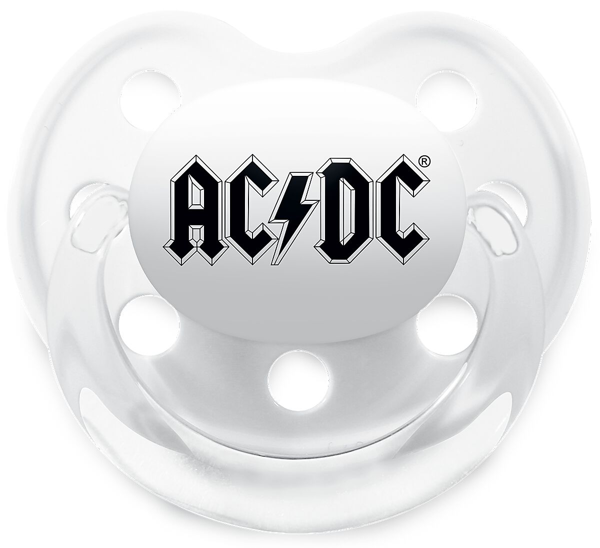 AC/DC Schnuller für Neugeborene - Metal-Kids - Logo - für Mädchen & Jungen - weiß/schwarz  - Lizenziertes Merchandise!