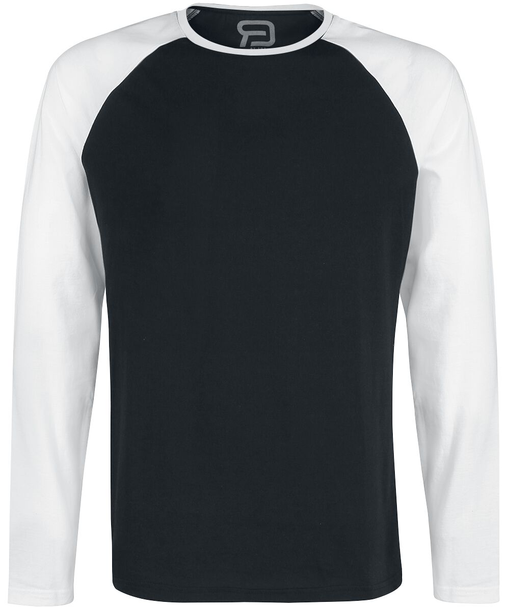 Langarmshirt für Männer  schwarz/weiß Long Raglan Road von RED by EMP
