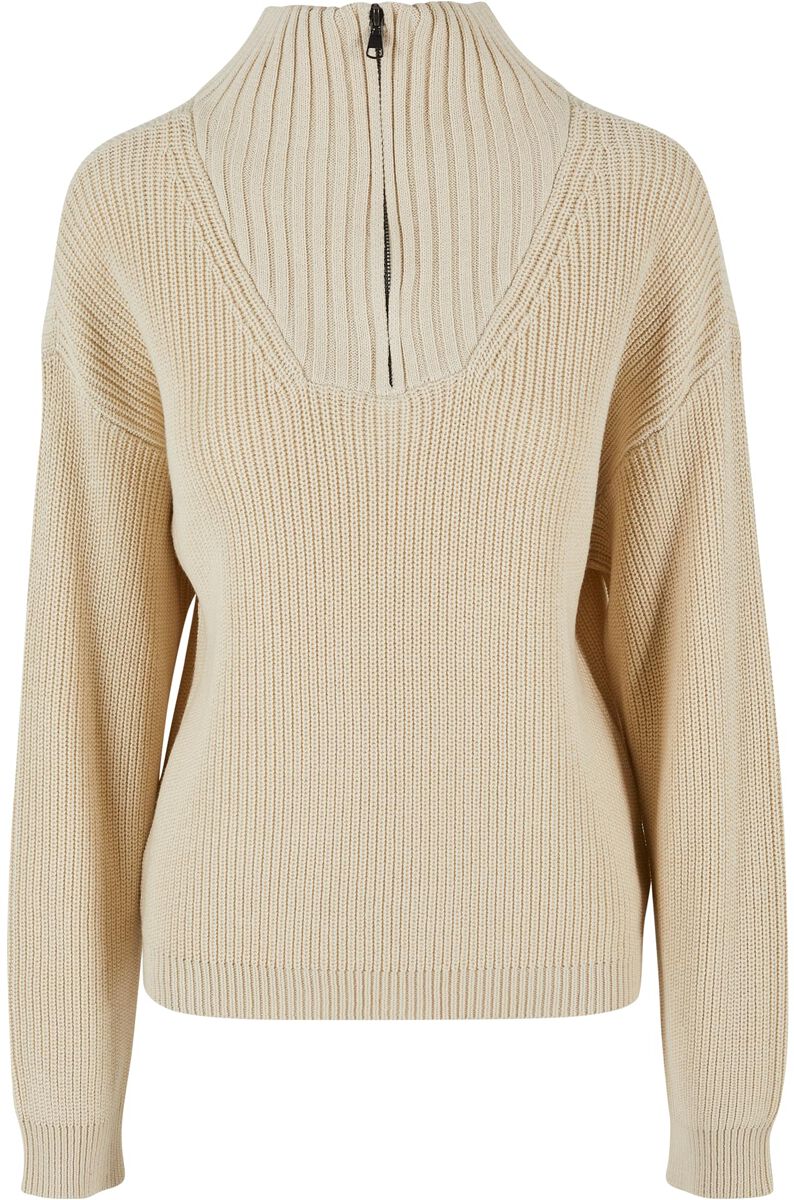 Urban Classics Sweatshirt - Ladies Oversized Knit Troyer - XS bis XL - für Damen - Größe M - sand