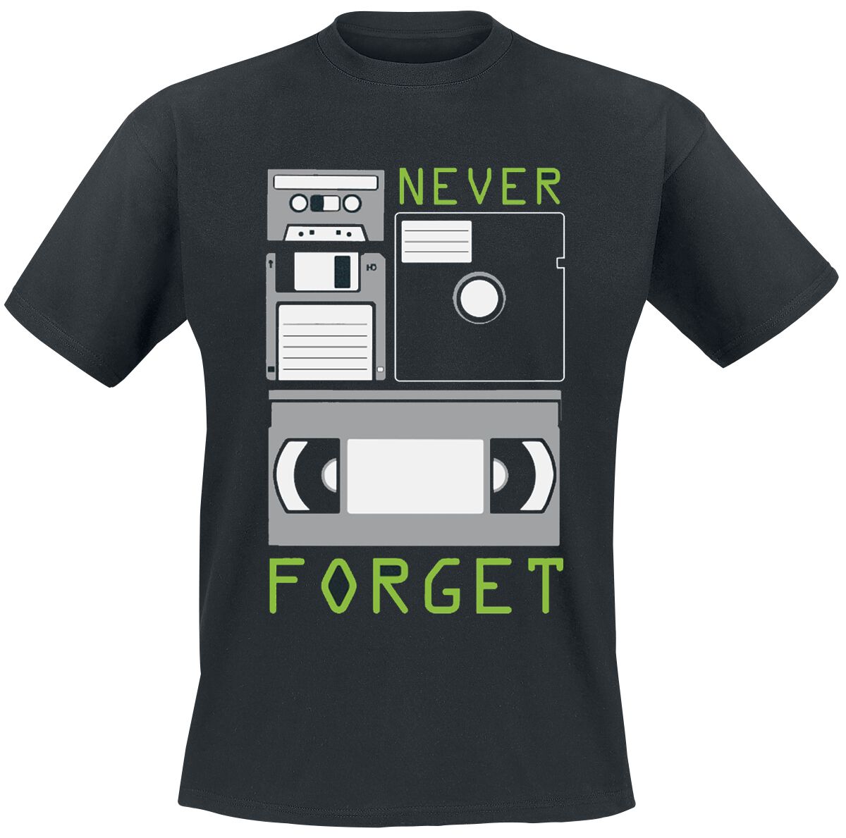 Sprüche Never Forget T-Shirt schwarz in XL