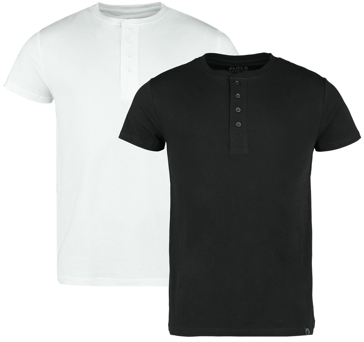 Black Premium by EMP Double Pack Henley T-Shirts T-Shirt schwarz weiß in M