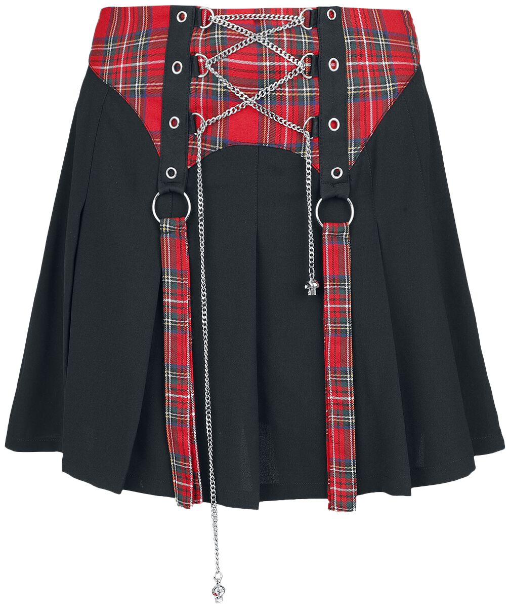 Banned Alternative Isadora Skirt Kurzer Rock schwarz rot in XXL