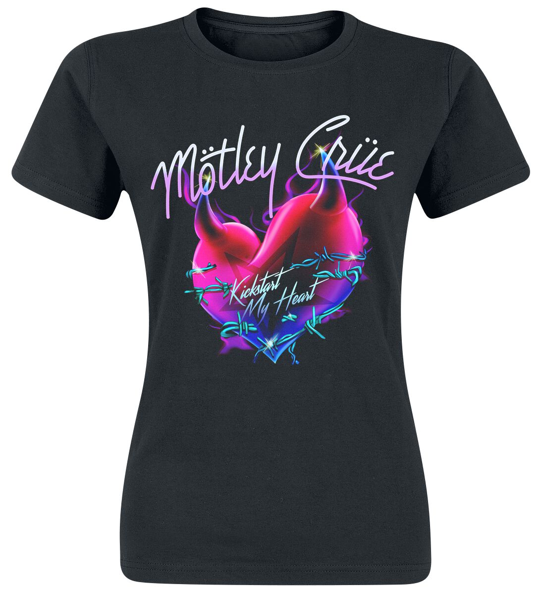 Mötley Crüe T-Shirt - Kick Start - S bis XXL - für Damen - Größe XL - schwarz  - Lizenziertes Merchandise!