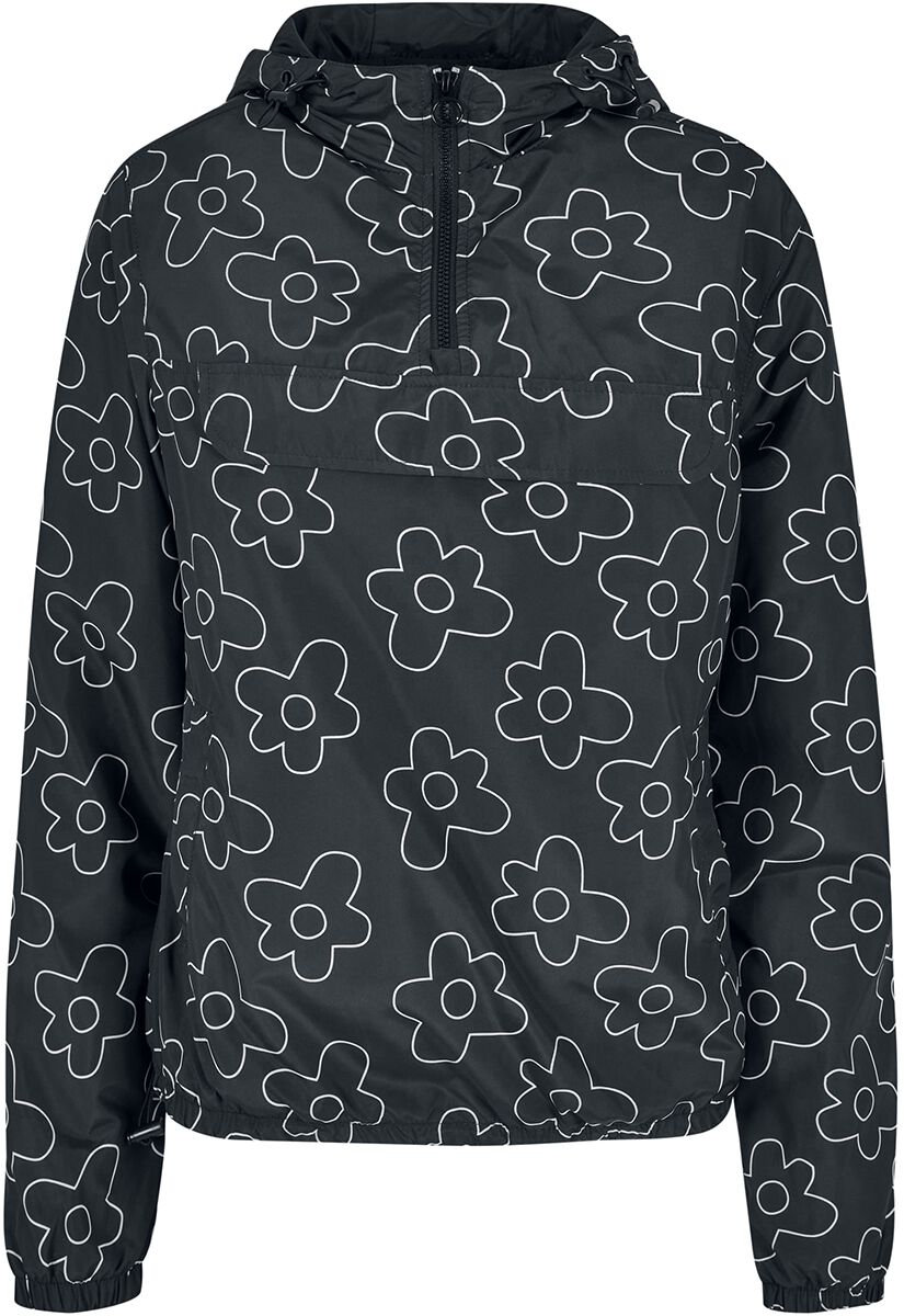 Urban Classics Windbreaker - Ladies AOP Pullover Jacket - XS bis M - für Damen - Größe S - schwarz