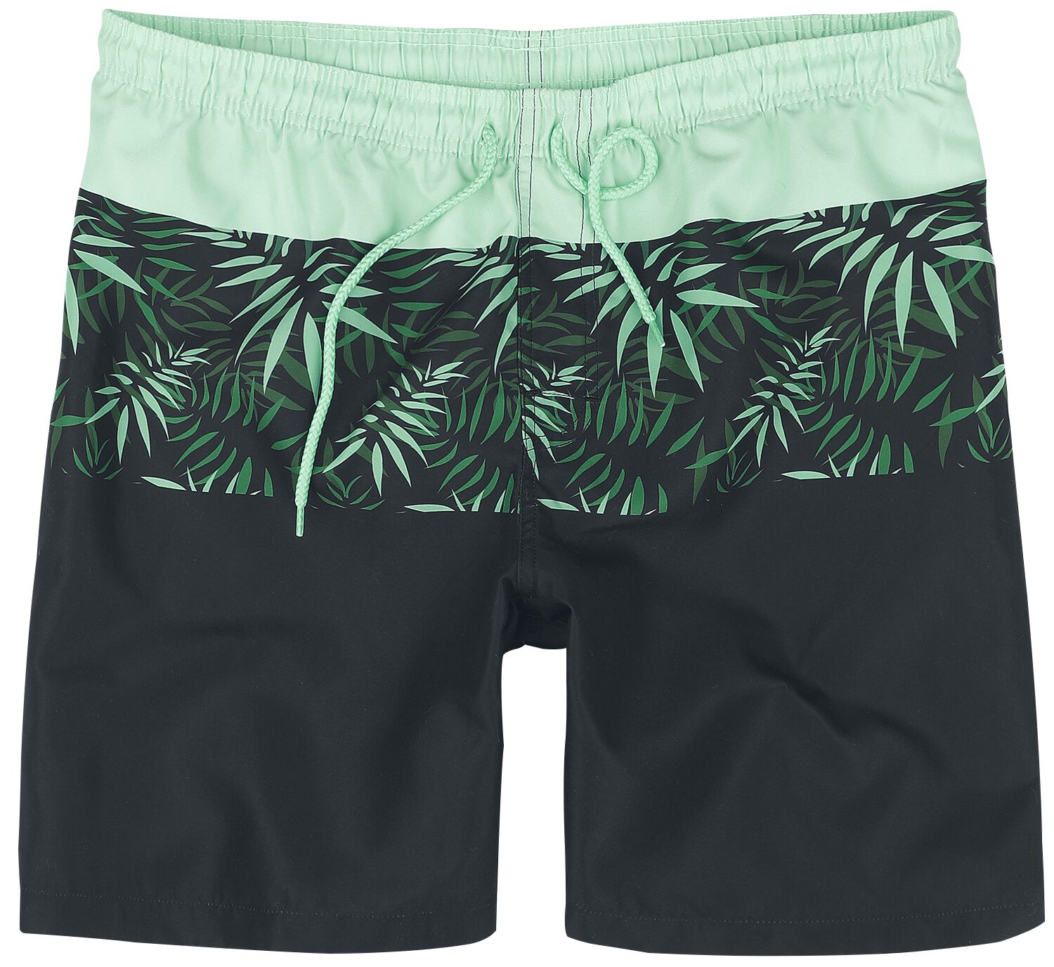 Badeshort für Männer  schwarz/grün Swim Shorts With Palm Trees von RED by EMP