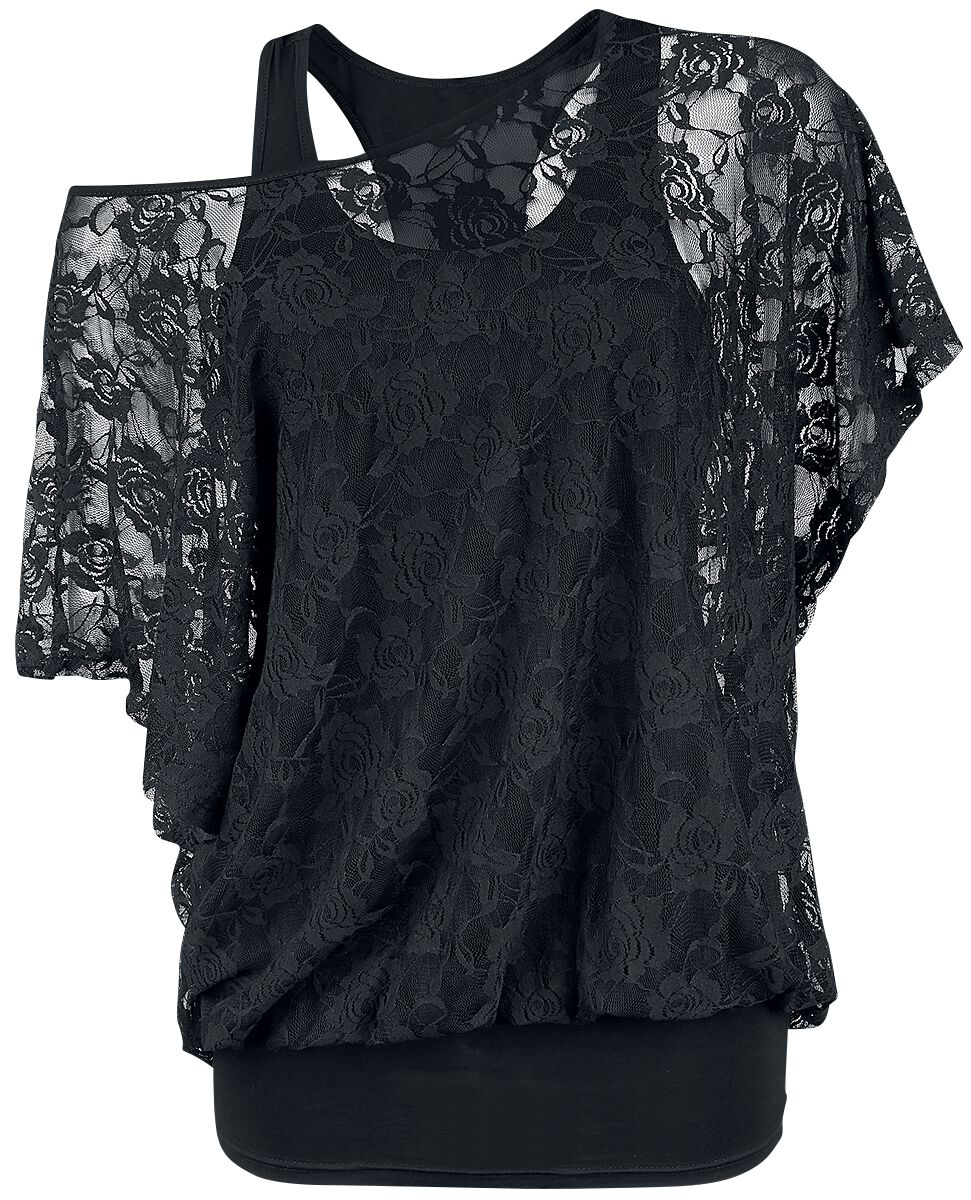 Gothicana by EMP T-Shirt - 2 in 1 Spitzen Shirt - S bis 3XL - für Damen - Größe XL - schwarz