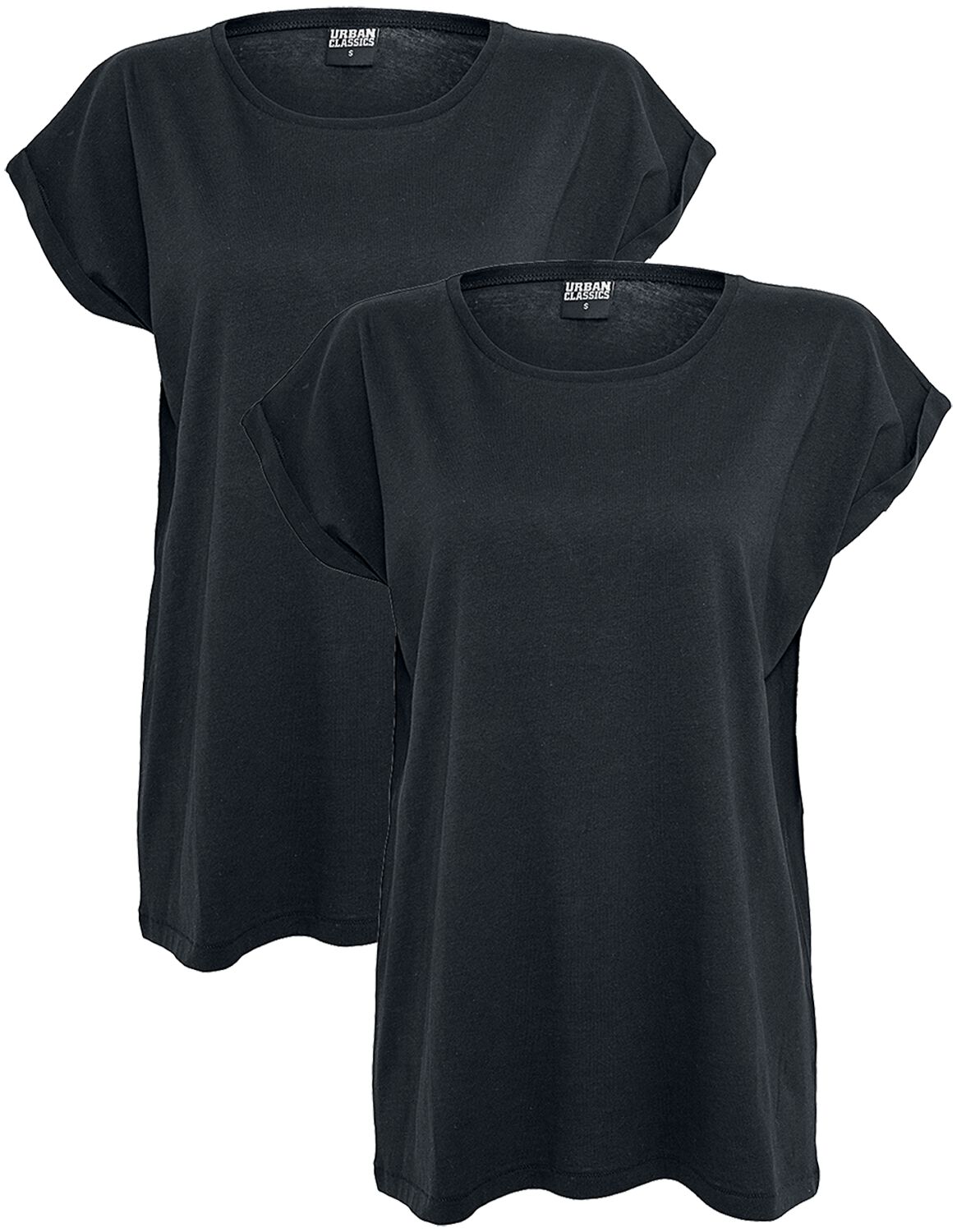 Urban Classics T-Shirt - Ladies Extended Shoulder Tee 2 Pack - XS bis 5XL - für Damen - Größe 4XL - schwarz