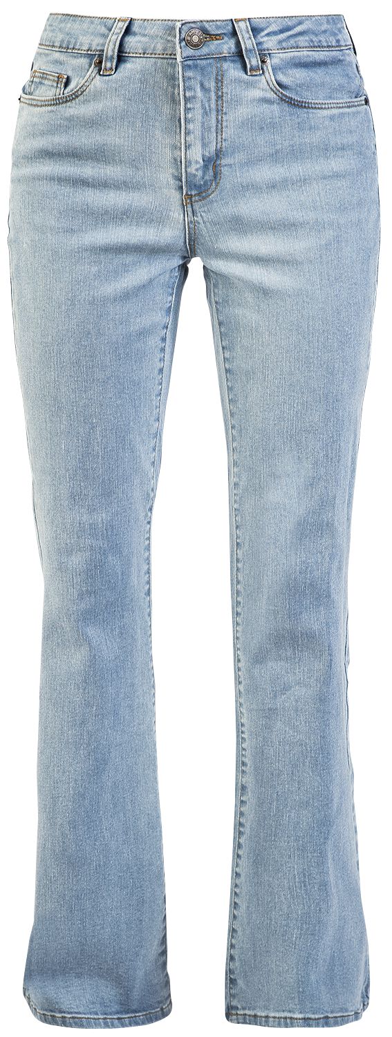 Urban Classics Jeans - Ladies High Waist Flared Denim Pants - W27L30 - für Damen - Größe W27L30 - blau