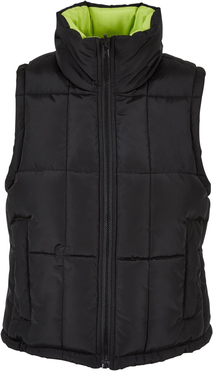Urban Classics Weste - Ladies Reversible Cropped Puffer Vest - XS bis XL - für Damen - Größe S - schwarz/neon