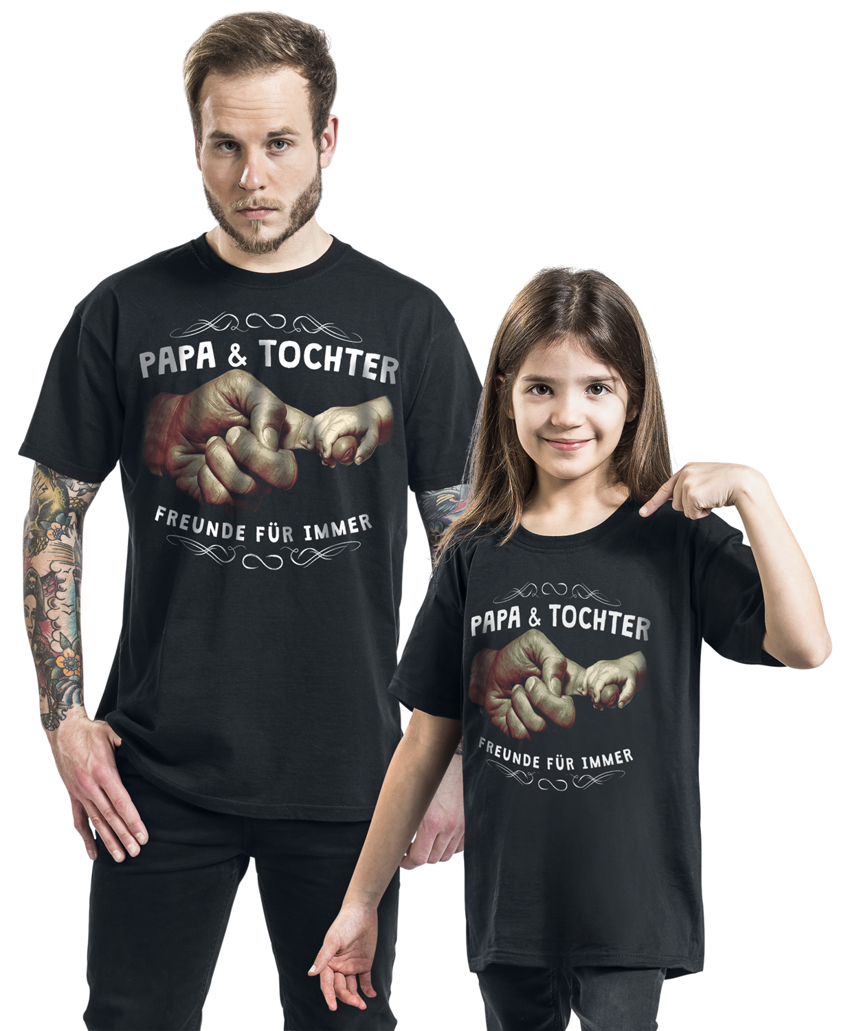 Familie & Freunde Familie und Freunde - Kids - Papa & Tochter T-Shirt schwarz