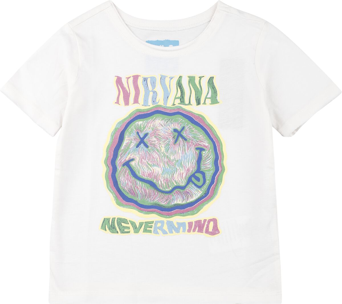 Image of T-Shirt di Nirvana - Amplified Collection - Kids - Scribble Smiley - 104 a 152 - ragazzi & ragazze - panna