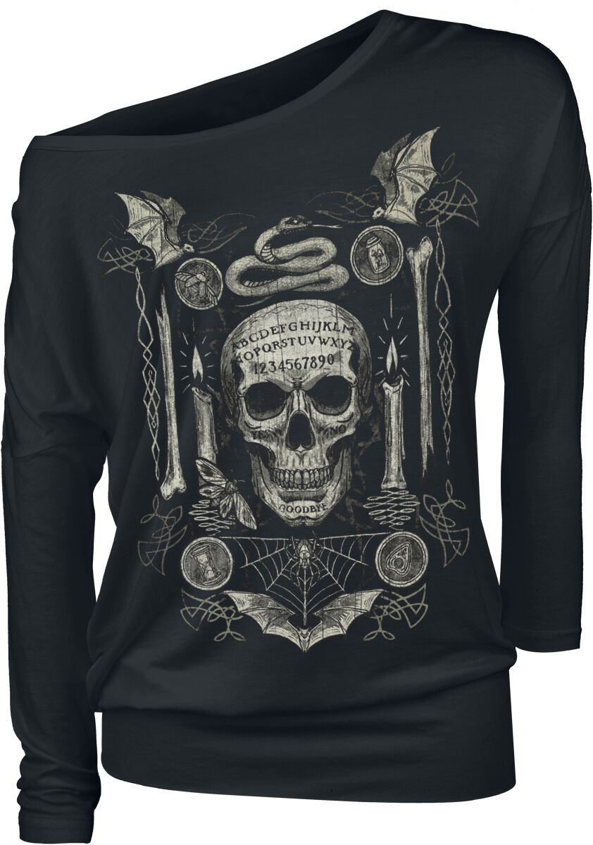 Gothicana by EMP - Gothic Langarmshirt - Langarmshirt mit detailreichem Frontprint - L bis 5XL - für Damen - Größe 5XL - schwarz