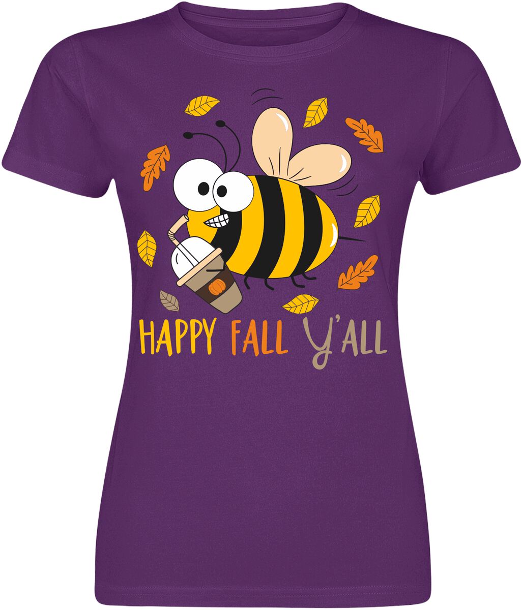 Tierisch Happy Fall Y`all T-Shirt lila in M