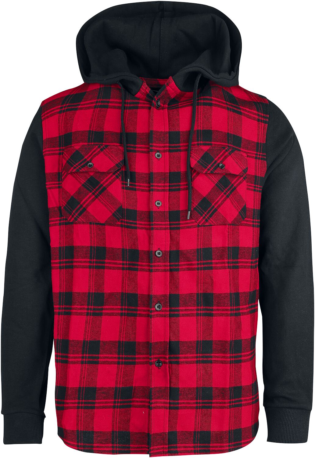 RED by EMP Hooded Checked Flanell Flanellhemd schwarz rot in S