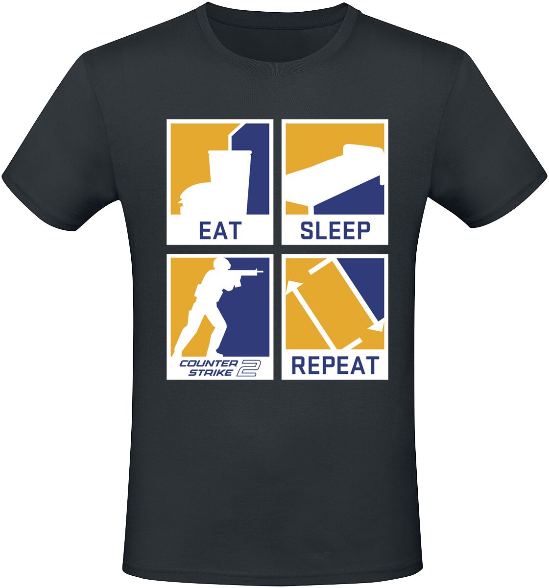 Counter-Strike - Gaming T-Shirt - 2 - Eat Sleep Repeat - S bis XXL - für Männer - Größe L - schwarz  - EMP exklusives Merchandise!