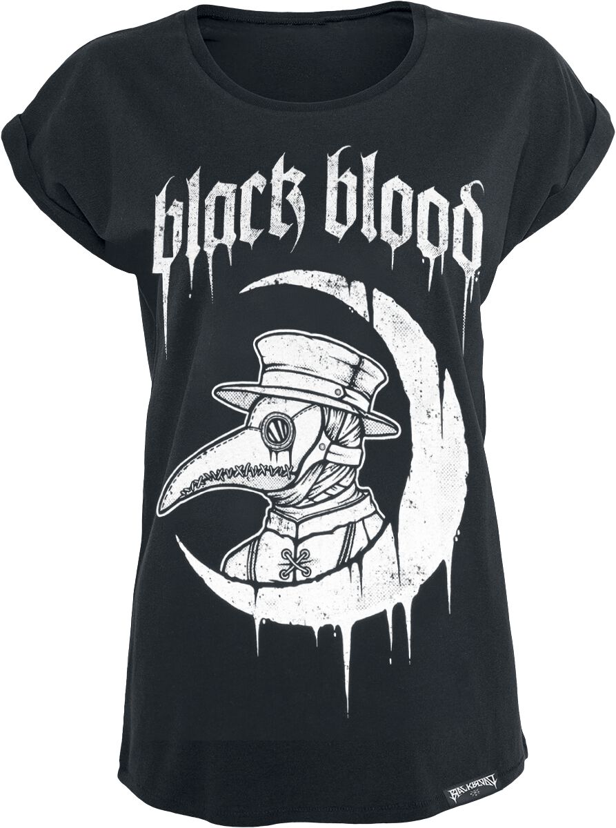 Image of T-Shirt Gothic di Black Blood by Gothicana - T-shirt with crescent moon and plague doctor - XS a 5XL - Donna - nero