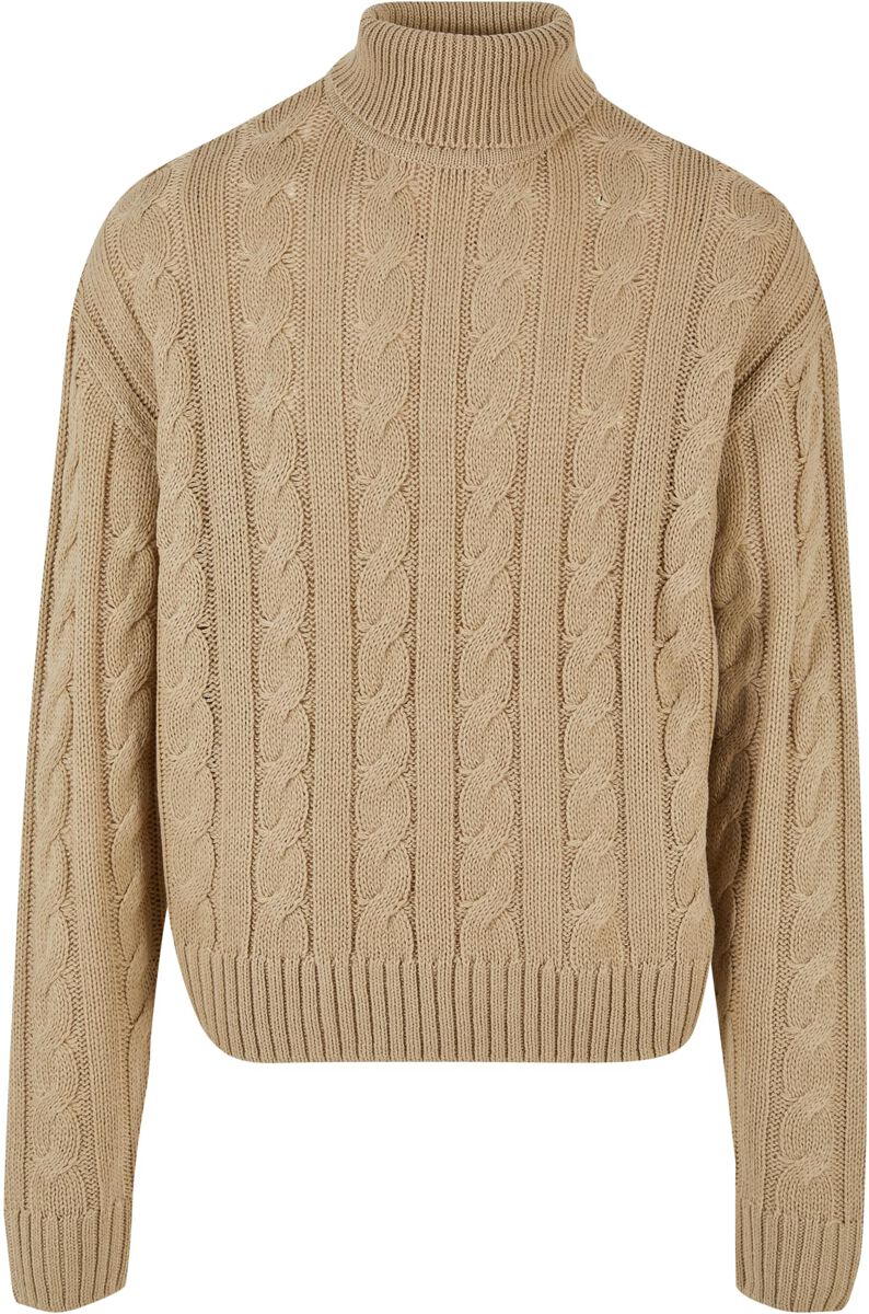 Urban Classics Strickpullover - Boxy Roll Neck Sweater - S bis XXL - für Männer - Größe XL - sand